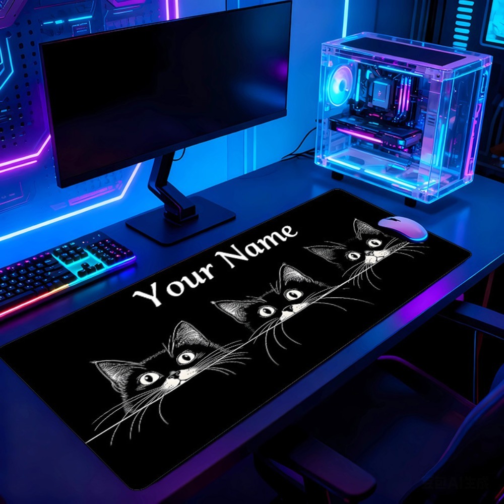 Cute 3 Black Cats Custom Desk  - Pc Gaming Names ulasan dan harga