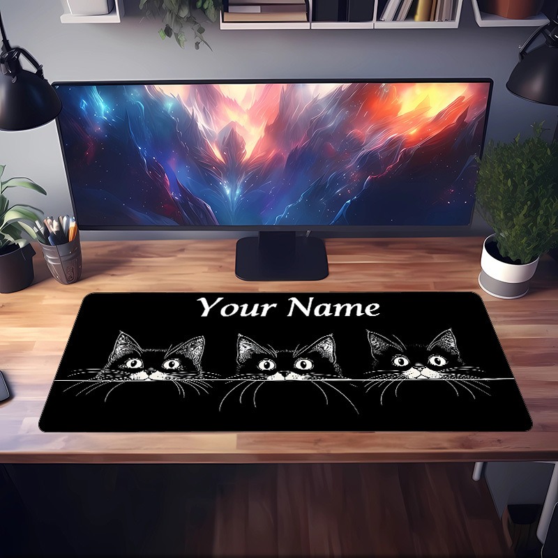 Cute 3 Black Cats Custom Desk  - Pc Gaming Names ulasan dan harga